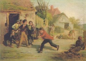 Children Playing In A Village by William Henry Knight