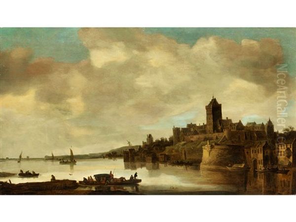 Flusslandschaft Mit Ansicht Des Valkhof In Nijmwegen - view 1