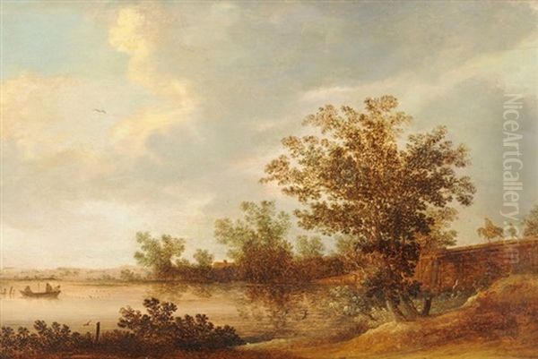 Landschaft Mit Reiter Und Kleinem Fischerboot Mit Fischnetz - view 1