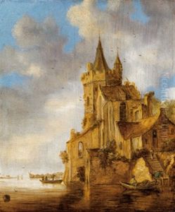 Hauser Und Ein Turm An Einem Fluss