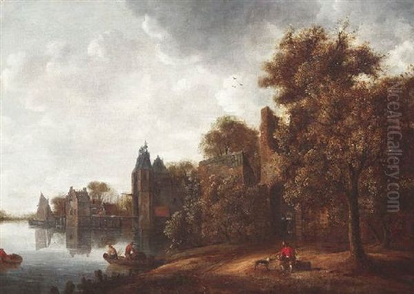 Blick Auf Eine Wasserburg In Bewaldeter Landschaft - view 1