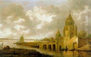 Eine Befestigte Stadt An Einem Flus