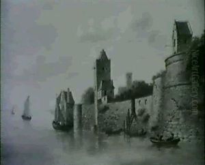 Befestigte Stadt An Einem Fluss