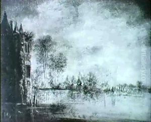 A Castle By A River With A Village Beyond by Wouter Knijff