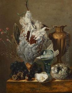 Stillleben Mit Erlegtem Vogel, Austern Und Vogelnest by Henriette Gertruide Knip