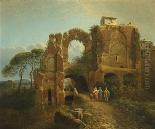 Italian Landscape With Figures And Ruins - view 1