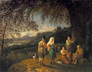 Peasants Resting In A Mountainous Setting