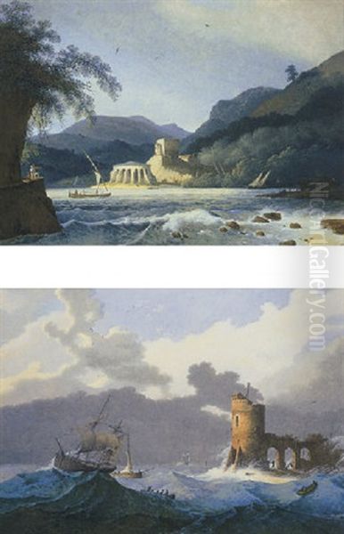 Ships Off A Jetty, In A Stiff Breeze - view 1