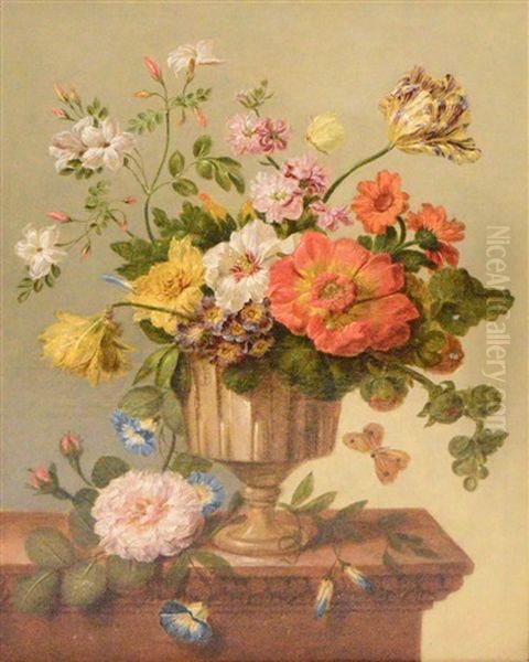 Still Life Study Of Flowers Upon A Ledge - view 1