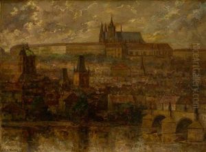 Vltava With Bridges And Prague Castle by Emanuel Knizek