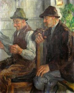 Farmers Reading Newspaper