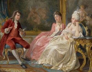 Der Vorleser. Rokkoko-gesellschaft Im Salon by August Hermann Knoop
