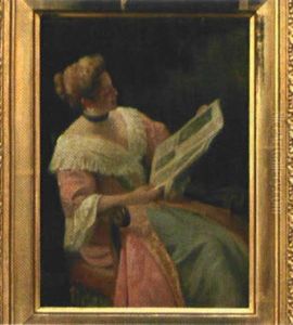 Lesende Dame Im Park by August Hermann Knoop