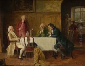 Herrenrunde. Rokokokavaliere Im Gesprach by August Hermann Knoop