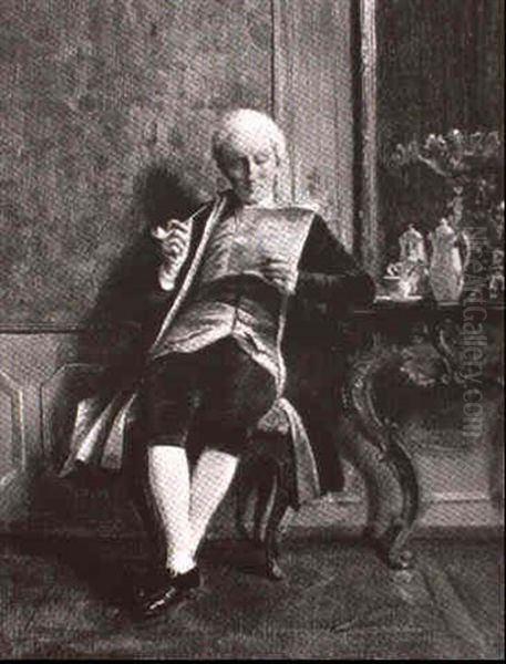 Gentleman Reading, Smoking - view 1