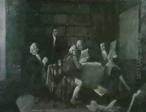 Vornehme Mannergesellschaft Ineiner Bibliothek - view 1