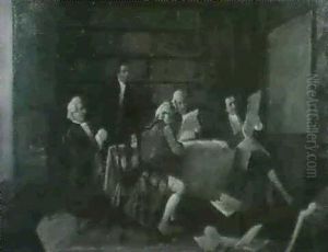 Vornehme Mannergesellschaft Ineiner Bibliothek by August Hermann Knoop