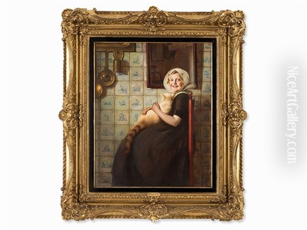 Girl With Cat - view 1
