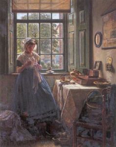 A Young Girl Doing Needle Work A Young Girl Doing Needle Work