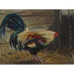 Rooster In The Barn by Elizabeth Annie Mcgillivray Knowles