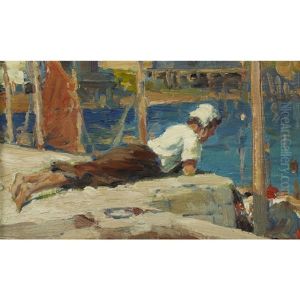 Child At A Dock by Farquhar McGillivray Strachen Knowles