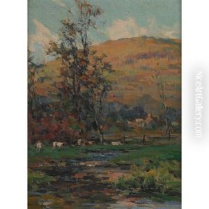 Cattle By A Stream by Farquhar McGillivray Strachen Knowles