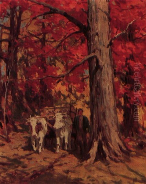 Oxen Team In The Fall - view 1