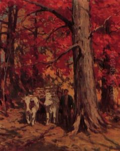 Oxen Team In The Fall by Farquhar McGillivray Strachen Knowles