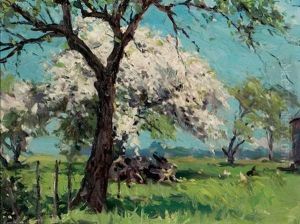 Apple Orchard In Bloom, The Taylor Farm, Granton, Ontario by Farquhar McGillivray Strachen Knowles