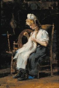 Untitled - Lady Sewing by Farquhar McGillivray Strachen Knowles
