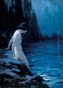 Nude Female Bather, Moonlight by Farquhar McGillivray Strachen Knowles
