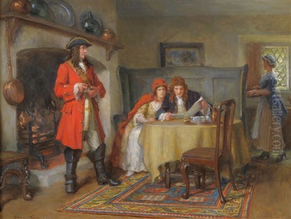 Interior Scene With A Lady And Gentleman Seated On A Bench - view 1