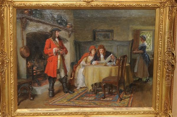 Interior Scene With A Lady And Gentleman Seated On A Bench - view 1