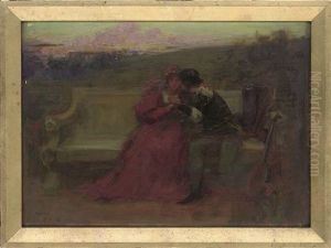 A Sketch Of Lovers At Sunset