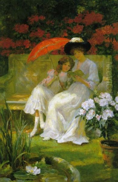 Woman And Child In A Garden - view 1