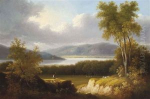 A Shepherd And His Flock In An Extensive River Landscape