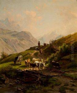 Oxen On A Bridge