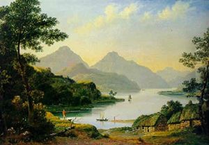 Figures And Cattle On The Shores Of A Scottish Loch Figures And Cattle On The Shores Of A Scottish Loch
