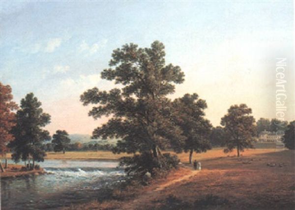 Landcape With Figures Walking In A Park - view 1