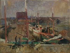 Untitled (boats At Dock) by William Dunn Knox