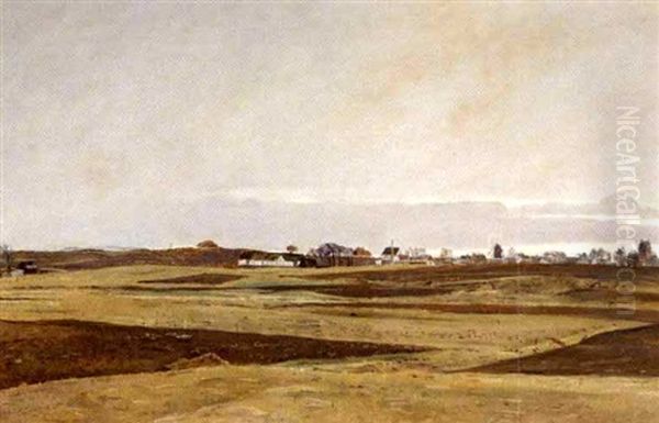 Efterarslandskab Med Udsigt Mod Landsby - view 1