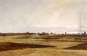 Efterarslandskab Med Udsigt Mod Landsby by Hans Christian Knudsen