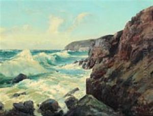 A Danish Coastal Scenery From Bornholm Island, Denmark by Peder Jacob Marius Knudsen