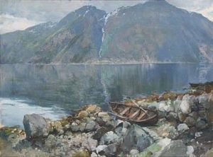 Fiord Scene With Mountains by Peder Jacob Marius Knudsen