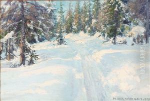 A Path Through A Forest On A Sunny Winter Day by Peder Jacob Marius Knudsen