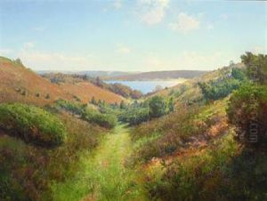 Hilly Moorland With Lake And Path by Peder Jacob Marius Knudsen