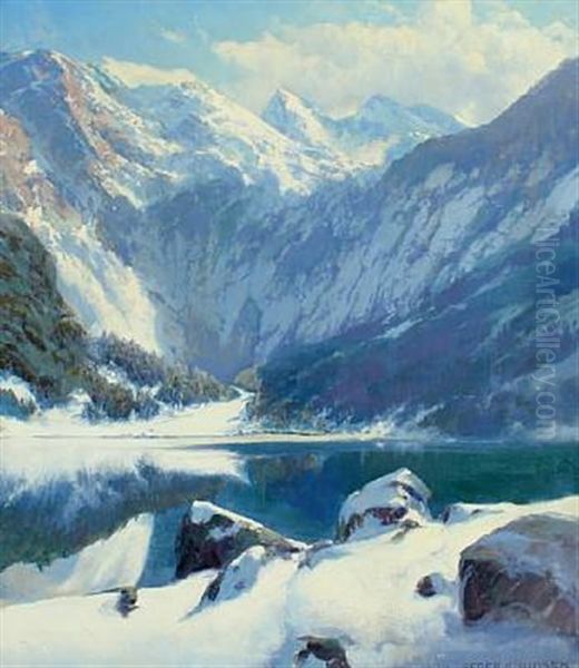 Wintry Mountainscape With Lake, Probably Norway - view 1
