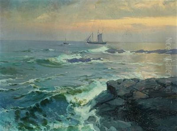 Coastal Scenery From Bornholm With Fishing Vessel - view 1