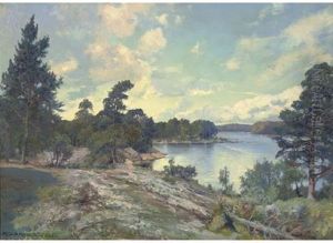 A Scandinavian Lake by Peder Jacob Marius Knudsen