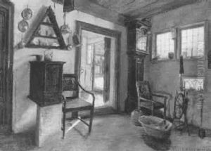 Bondestueinterior by Peder Jacob Marius Knudsen